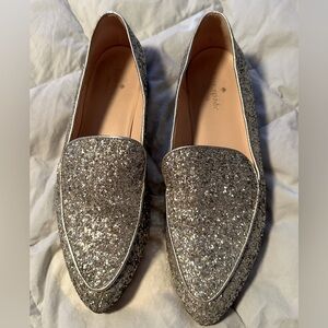 Kate Spade Limited Gold Sparkle Penny Loafers size 8.5